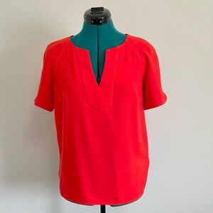 Trina Turk Bright Red V-Neck Short Sleeve Top